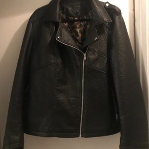 Black Faux-Leather Moto Jacket